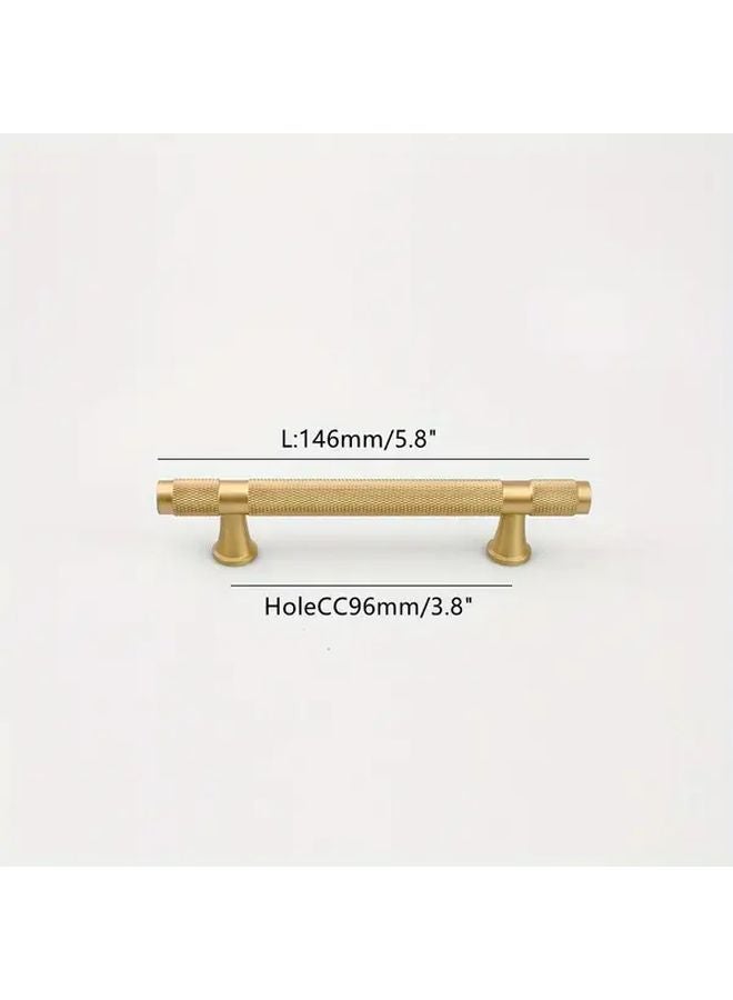 4pcs Modern Golden Knurled Solid Brass Cabinet Knobs Birdcage Style Drawer Pulls Hole Pitch 96mm - Image 5